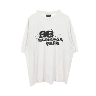 【二手】BALENCIAGA短袖T卹，Logo印花，做舊處理，612966，純棉T卹，男士，二手