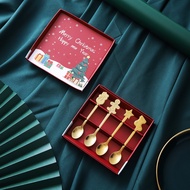 (SG READY STOCK) Christmas Teaspoon Set of 4 | Christmas Gift Teaspoon Gift Idea Xmas Gift Stainless Steel Coffee Spoon