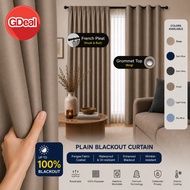 GDeal Langsir Tingkap 100% Blackout Ring/Hook & Rod Plain Curtain French Pleat Grommet Top Sliding S