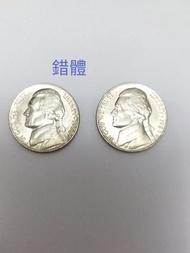1988D 大範圍錯體美國5仙硬幣 irregular rare 5 cent liberty US vinatge coin