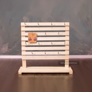 Pine Wood Slats Earring Hanging Keychain