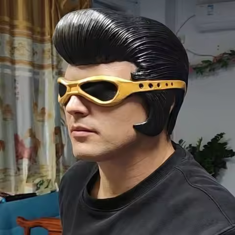Vintage Rockabilly Elvis Half Face Mask Latex Retro Costume Accessory for Halloween Parties And Cosp