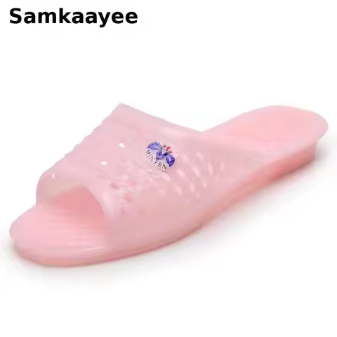 Size 35-39 Womens Slippers Summer Female Slides Flats Shoes Mujer Zapatos Peep Toe Candy Color Trans
