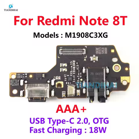 AAA+ Dock Connector USB Charger Port Flex Cable Board For Xiaomi Redmi Note 8T Microphone Board Fast