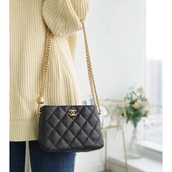 CHANEL黑金23P愛心 金球肩背斜背鏈條包 18*13*6 98新配件塵袋