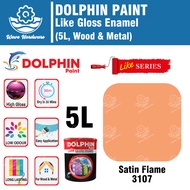 DOLPHIN PAINT Gloss Enamel Like Series Like Gloss 5L (3107 [Satin Flame], Wood Paint & Metal Paint)