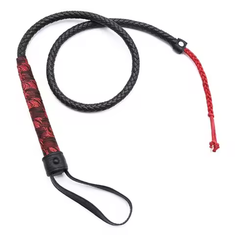 88CM Hand Made Premium PU Leather Bull Whip 8 Plait Leather Whip for Horse Training