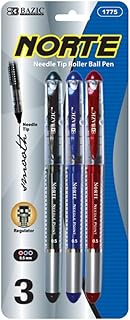 BAZIC Norte Asst. Color Needle-Tip Rollerball Pen (3/Pack)
