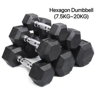 🇸🇬🔥 Ready stock 🔥 Rubber Coated Hexagon Dumbbell Hex Dumbbells (From 7.5kg to 20kg)