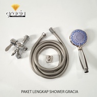 Shower Kamar Mandi Set Plus Kran Shower 1/2 Inch Hand shower Murah Shower Set Kran Cabang