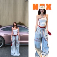 Streetwear Women's Outfit Set Includes Corset Crop Top and Wide Leg Pants in Y2K Personality Style -