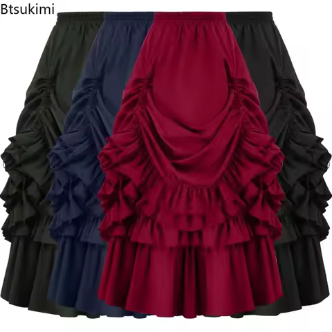 Vintage Victoria Skirts Lady Medieval Half Skirt Fashion Fluffy Layered Puffy Skirt Halloween Cospla