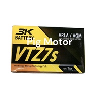 แบตเตอรี่ 12V มอเตอร์ไซค์ ยี่ห้อ 3K VTZ7S (12V7AH) แบต มอเตอร์ไซค์ แบตแห้ง PCX/CBR150/N-MAX/AEROX/GRAND FILANO/CLICK125-I