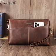 กระเป๋าหนังแท้ของสุภาพบุรุษสไตล์วินเทจ Gembok KATA Sandi กระเป๋าคลัตช์พร้อมกระเป๋าสายรัดข้อมือ Ipad 