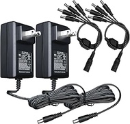 UL Listed 2 Pack 12V 2A 6ft AC Adapter, Regulated 12Volts 2000mA Power Supply Cord with 4-Way DC Pow
