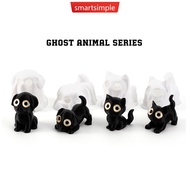 SMARTSIMPLE 3D Printed Ghost Cat Figurine Spooky Cute Kitten Puppy in Ghost Sheet Halloween Ornament