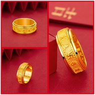 ring woman ring 5G Gold Color Sand Gold Plated 999 Six-Character Mantra Transfer Ring Men Women Coup