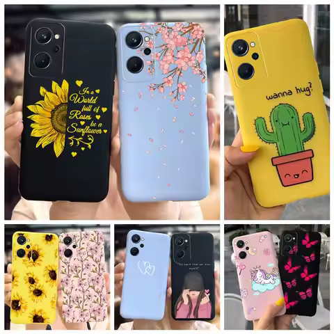 For Realme 9 Case 2022 For Realme 9i Cover Fashion Sunflower Painted Soft Silicone Phone Case For Re