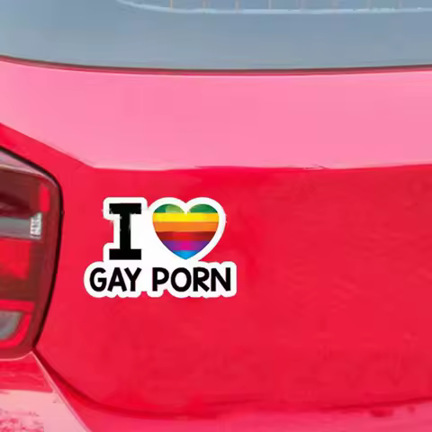 Hoyytu 1Pc I LOVE GAY PORN Car Stickers Reflective Personality Car Stickers Gay Funny Stickers
