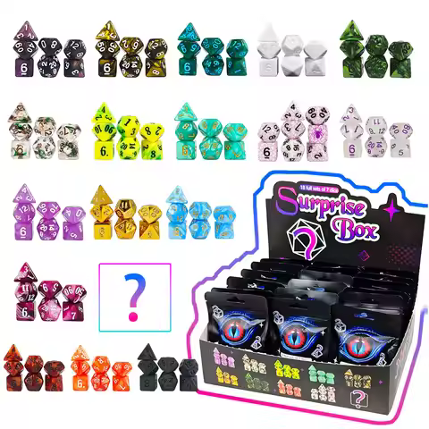 126PCS/BOX Popular Surprise Mystery Box Dice Packaging Polyhedral Acrylic DND Dice Set for Tabletop 