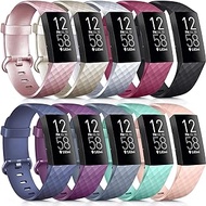 [10 Pack] Soft Silicone Wristbands Compatible with Fitbit Charge 4 Bands, Sports Replacement Straps for Fitbit Charge 4 / Fitbit Charge 3 / Charge 3 SE Women Men