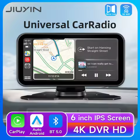 JIUYIN 6 inch 4K HD DVR Universal Car Radio Multimedia Navigation Wireless CarPlay Apple Android Aut