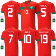 New 22-23 World Cup Morocco Home Jersey Football Tshirts Nesyri Ziyech Harit Hakimi Aguero Sports Te