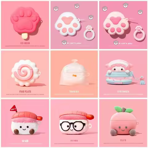 Pink Lady Style For Apple Airpods Pro3 Cute Case Airpods 3 4 Pro Food Sushi Earphone Case Cute Wirel
