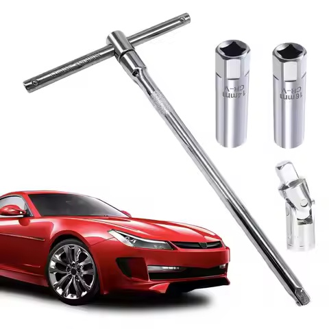 Spark Plug Socket Set 12-Point Thin Wall Drive Sockets 4pcs Spark Plug Socket Puller T-Handle Wrench