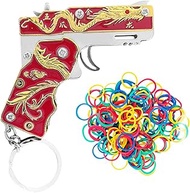 Rubber Band Gun Toy Mini Red Golden Dragon Keychain: Fun and Creative Outdoor Party Accessory with C