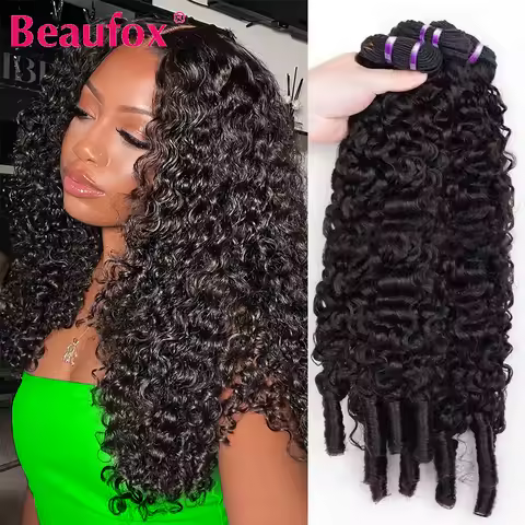 Beaufox Burmese Curly Hair Bundles Human Hair Raw Virgin Pixie Curly Hair 3/4 Bundles Deals Water Wa