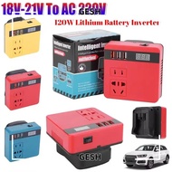 GESH 1Pcs Battery Inverter, 18V 20V To 220V 120W Smart Transformer,  Dual Plug Household Multifuncti