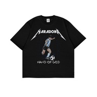 MARADONA FIFA FOOTBALL LEGEND T-SHIRTS | VINTAGE BOOTLEG GRUNGE Y2K STYLE BLACK OVERSIZE T-SHIRT | M