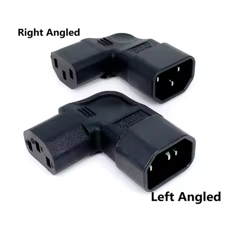 Left/ Right Angle IEC 320 C14 3 Pin Male to C13 Female PDU PSU UPS Power Extension Adapter Receptacl