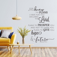 Jeremiah 29:11 Bible Verse Wall Vinyl Stickers Art Chrisitian Bible Verse Quote Window Home Living Room Decal Church Poster