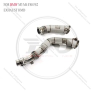 HMD Big Sale Titanium Exhaust Middle pipe and Downpipe for BMW M2C M3 M4 F80 F82 Car with heat insul