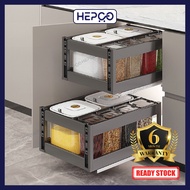 Aluminum Alloy Push Pull Rice Noodle Box Dry Food Storage Box Organizer Cabinet Spice Storage