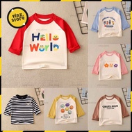 (6m-8years) Top Shirt Kids Baby Long Sleeves Cotton Boys Girls Shirt Children Clothing Baju Budak