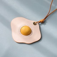 【切線派】美味荷包蛋 真皮挂饰 手工钥匙吊饰 包包挂饰 创意礼品