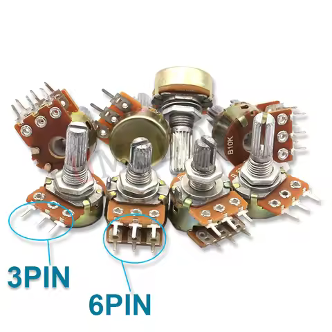 10PCS 15mm WH148 3Pin 6Pin B1K B2K B5K B10K B20K B50K B100K B250K B500K B1M Potentiometer 1K 2K 5K 1