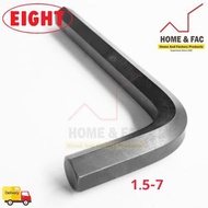 Eight Hexagon Wrench Short Black Size 1.5-7 Mm.