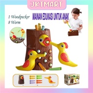 JKTMART Looking for Eating Magnetic Caterpillars Educational Children's Toys Wood Pecker Feeding Gam