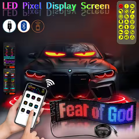 Car LED Sign Bluetooth APP LED Matrix Pixel Display DIY Programmable Flexible LED Screen For Car Sto