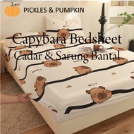 Capybara Bedsheet Class🅰️ Cartoon Printed Fitted Bedsheet / Cadar Capybara Getah Keliling