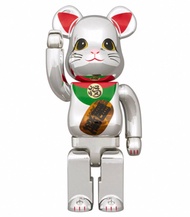 BE@RBRICK 招き猫 開運 銀メッキ 発光 400％ （招財貓）
