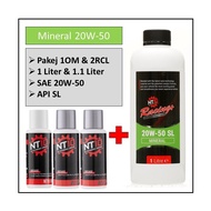 NT10 Racing+ Motorcycle Engine Oil Mineral 20W-50 1.0 Liter【1 x Engine Oil 1 x OM & 2 x RCL Bundle】D