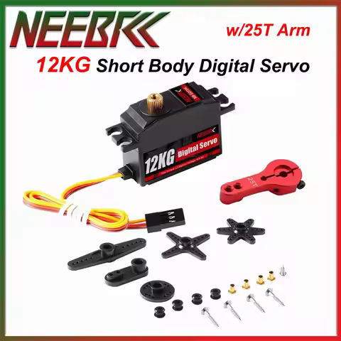 NEEBRC 12KG Metal Gear Short Body Digital Servo High Torque w/25T Arm for 1/12 RC Car Wltoys 12428 M