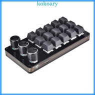 KOK Mini Macro Mechanical Keyboard 15 Key Fully Programmable Keyboard with 3 Knob