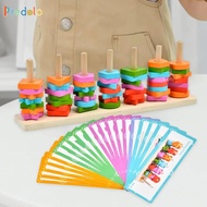 predolo Wooden Sorting Stacking Toys for 4-6 Years Old Smooth Matching Shape Stacker