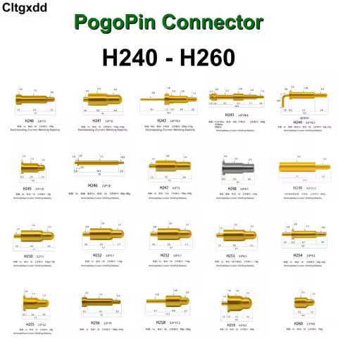 5PCS H240-H260 1A 2A 20A 1.5A Pogo Pin Connector Pogopin Battery Spring Loaded Contact SMD Needle PC